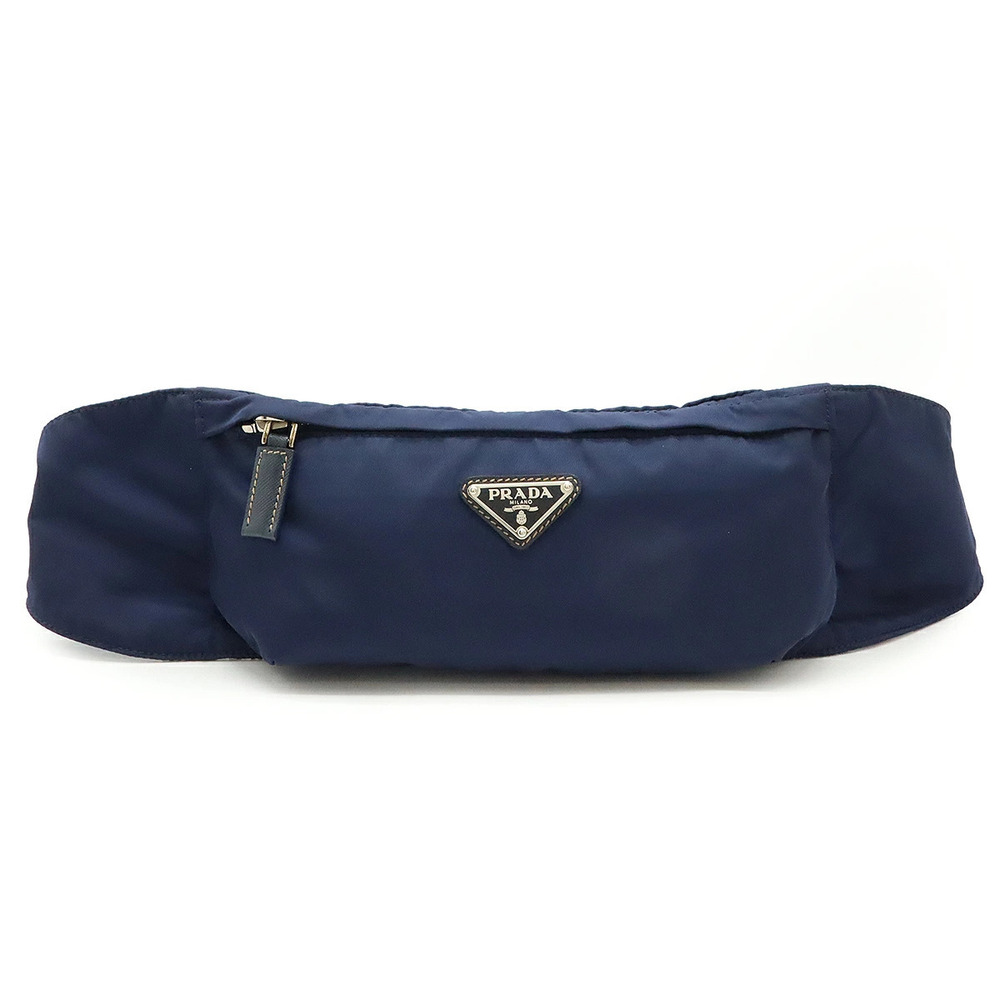 Prada Triangle Waist Bag Pouch Clutch Body Hip BALTICO Navy Blue